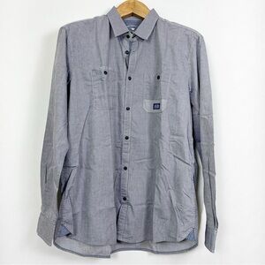 EUC Tom‎ Tailor Men’s Cotton Grey Blue Long Sleeve Button Shirt Size Extra-Large